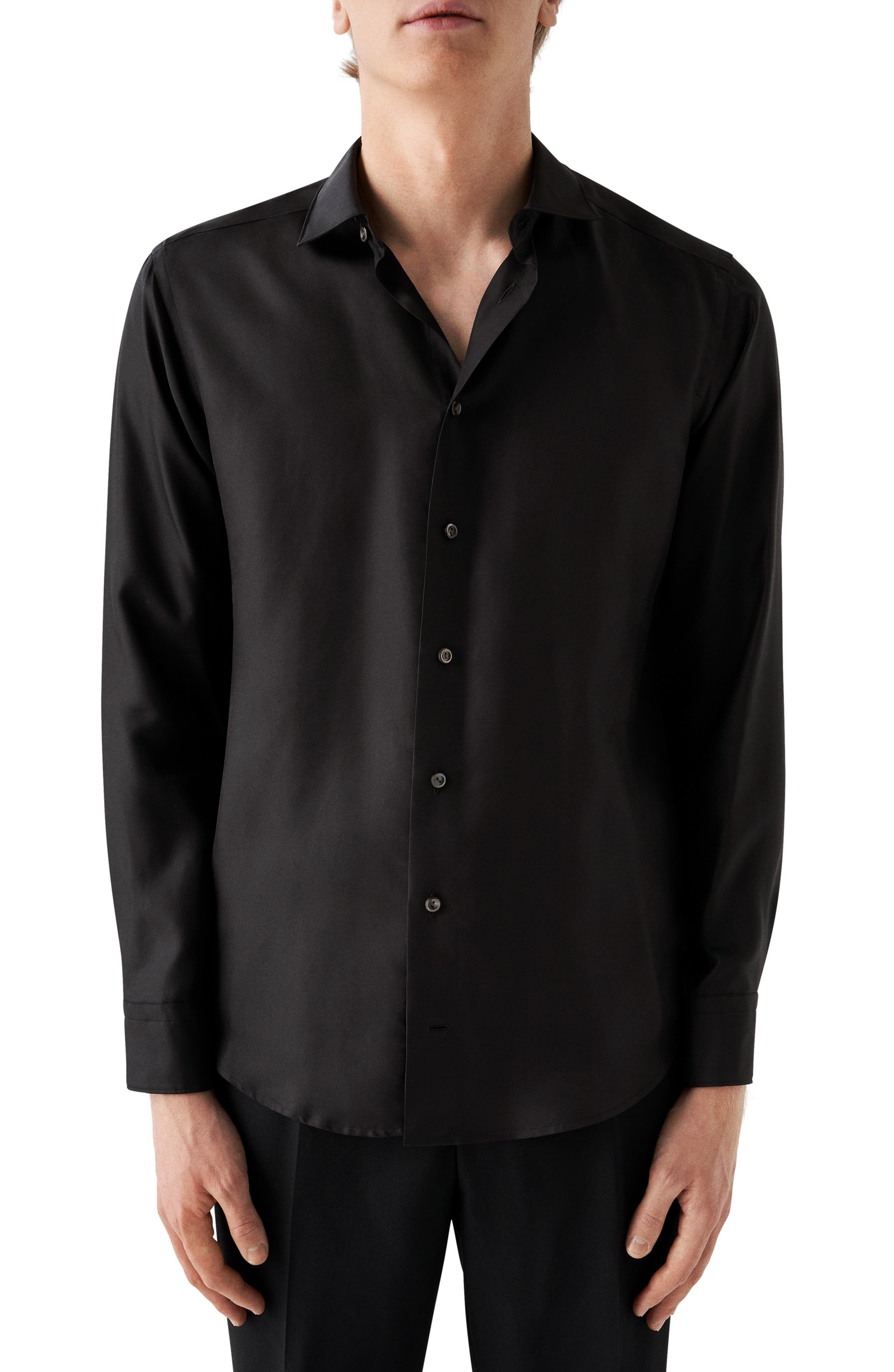 black silk dress shirt
